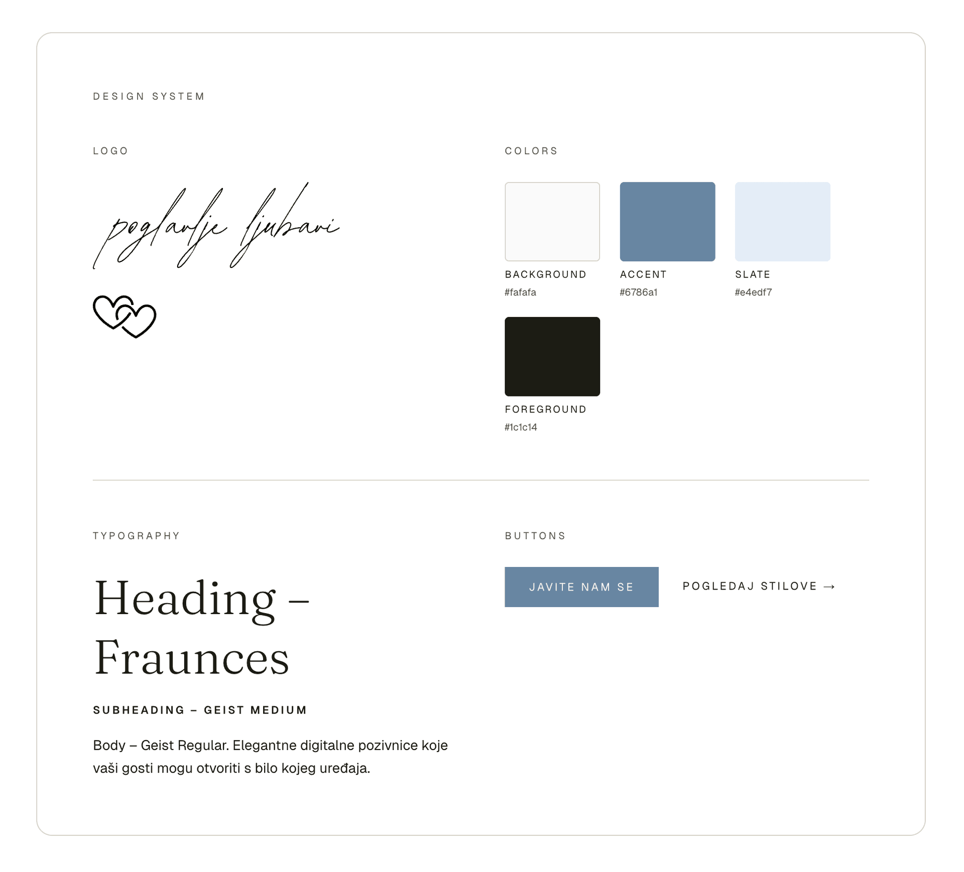 Poglavlje ljubavi design system