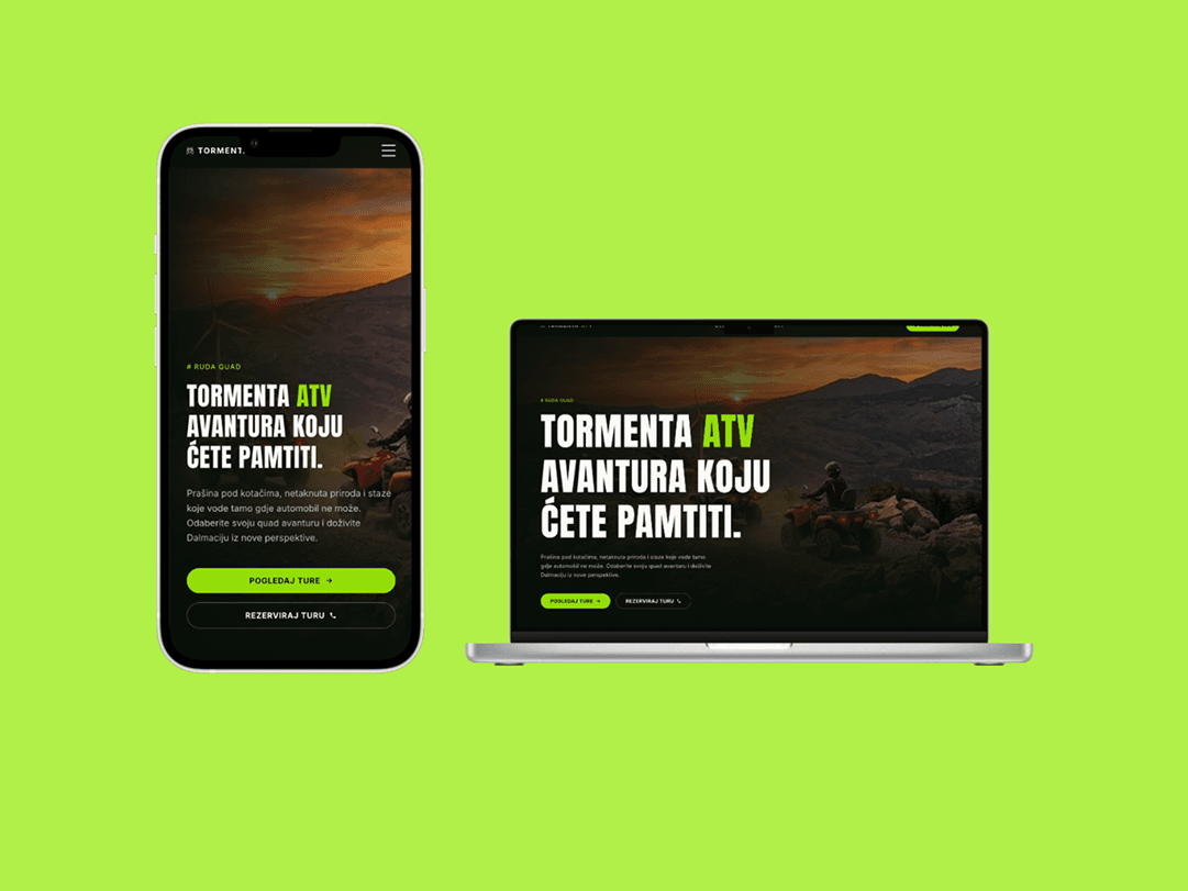Tormenta ATV homepage on desktop and mobile